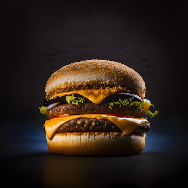 Hamburger auf schwarzem Hintergrund Food-Fotografie