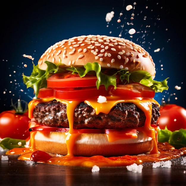 Hamburger auf schwarzem Hintergrund