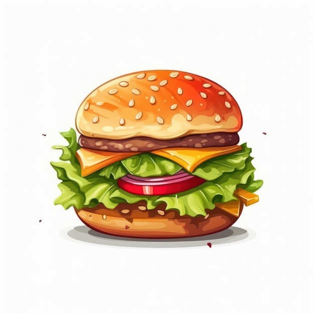 Hamburger auf weißem Hintergrund. Cartoon-Illustration