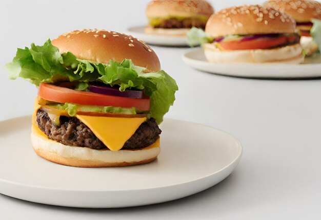 Hamburger mit Käse, Pommes Frites und ein Getränk