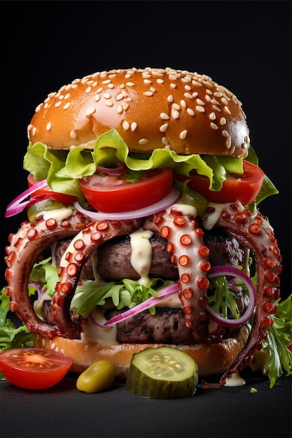 Hamburger mit Oktopus