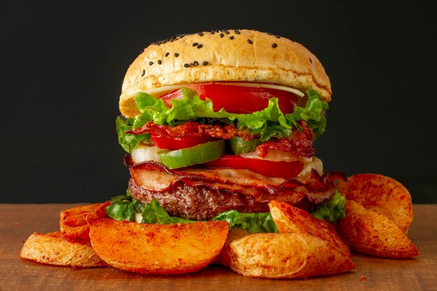 Hamburger mit Pommes