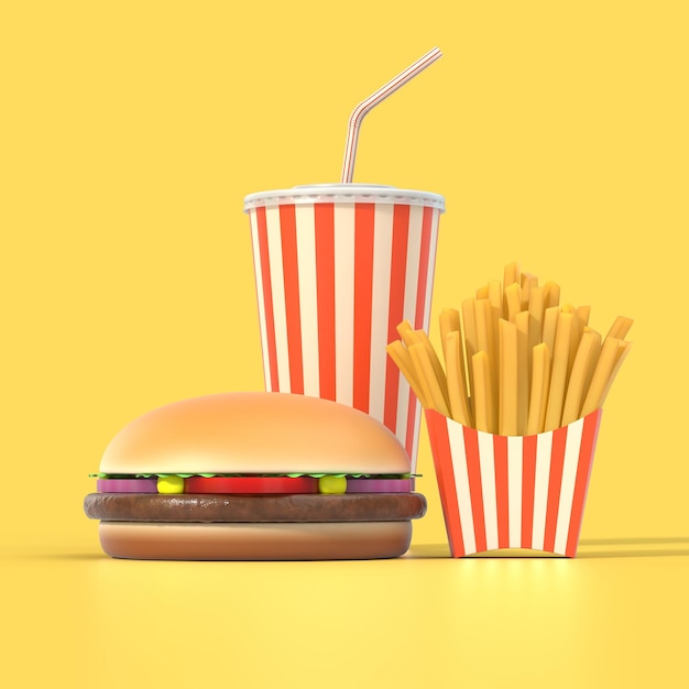 Hamburger Pommes Frites und Cola-Fast-Food-Mahlzeit d Illustration