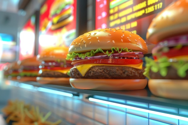 Foto a hamburger with fries and ketchup on a table