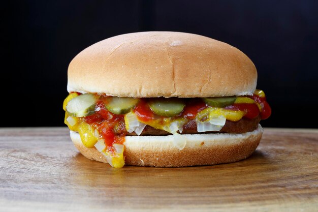 Hambúrguer com salada de carne e molho especial