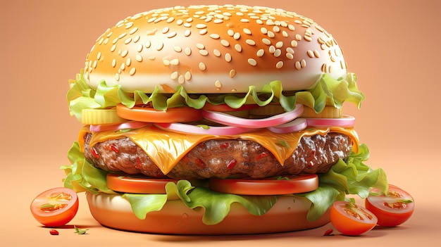 hambúrguer de fast-food de ilustração 3d