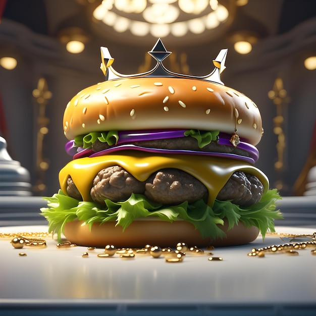 Hambúrguer duplo isolado Fast-food de hambúrguer fresco com carne e queijo creme