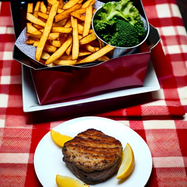 Foto hambúrguer e batatas fritas