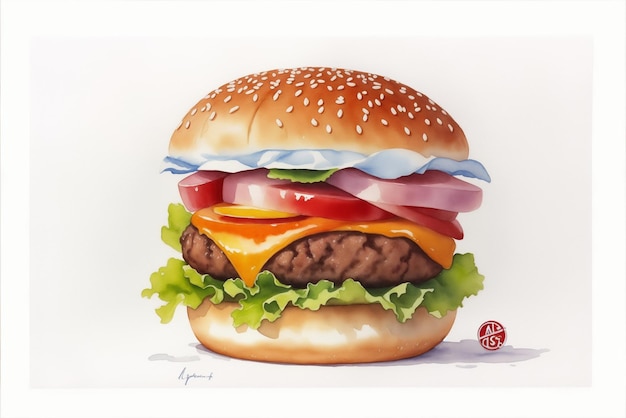 Hambúrguer isolado em um fundo branco foto de ilustração 3D