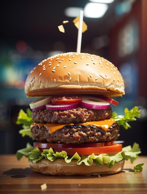 Hambúrguer saboroso isolado no fundo branco Fastfood de hambúrguer fresco com carne e queijo