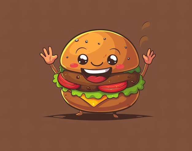 Foto hambúrguer sorridente animado com olhos e tênis dá polegar para cima