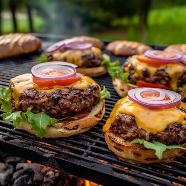 Hambúrgueres de carne moída recheados com queijo cheddar afiado