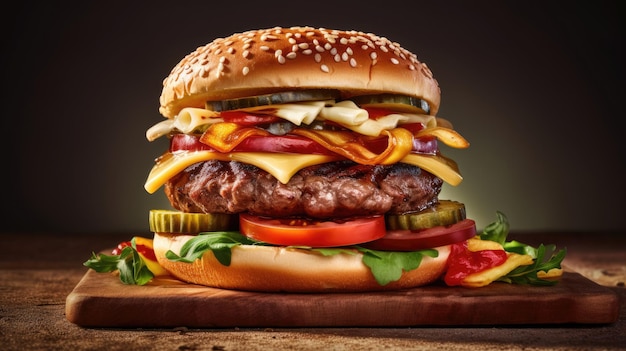 La hamburguesa de carne experta asada en la parrilla lista para ser saboreada IA generativa