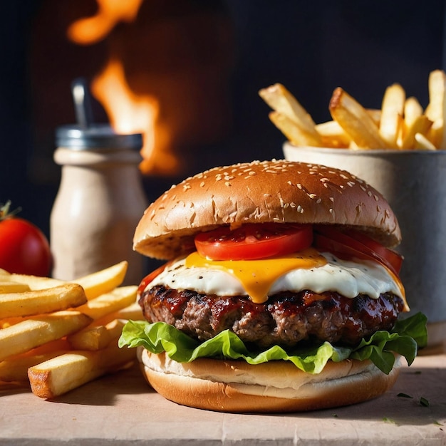 Foto hamburguesa de carne a la parrilla