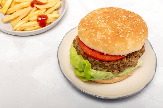 Hamburguesa casera de lentejas veganas