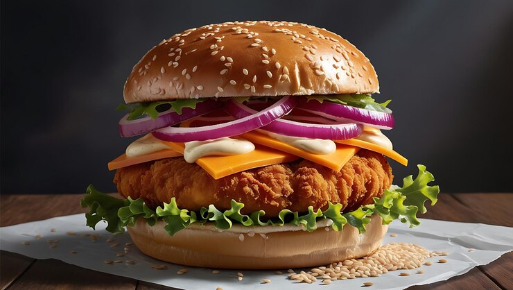 una hamburguesa con cebollas cebollas y cebollas en un pan