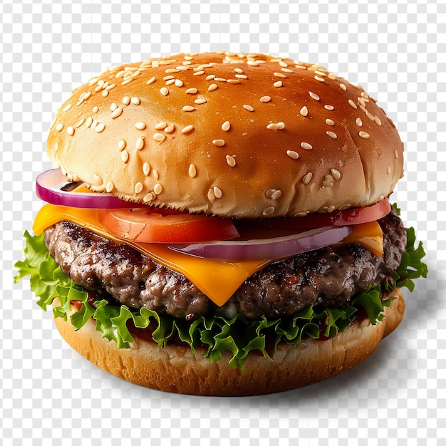 Foto una hamburguesa con una cheeseburger y un tomate en la parte superior