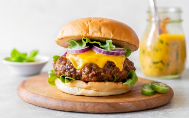 Hamburguesa con chutney de mango y jengibre