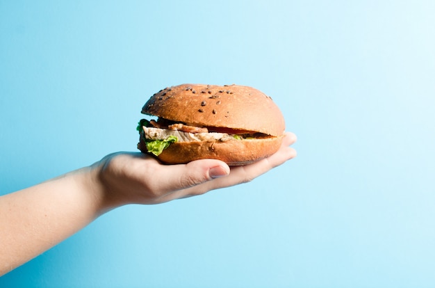 Hamburguesa. Concepto de nutrición nociva.