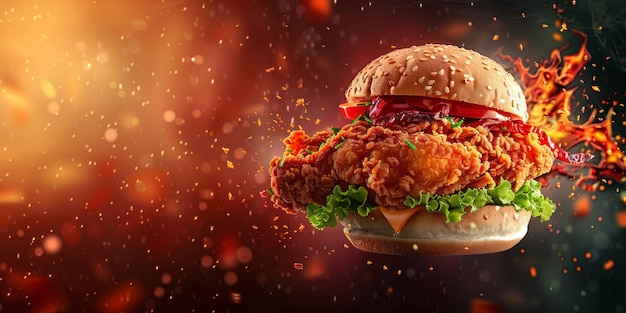 hamburguesa deliciosa con chuleta de comida rápida IA generativa