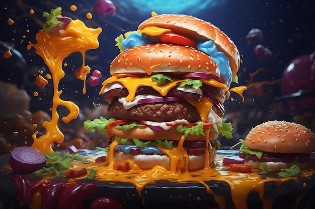 Foto hamburguesa deliciosa comida astral escape splash