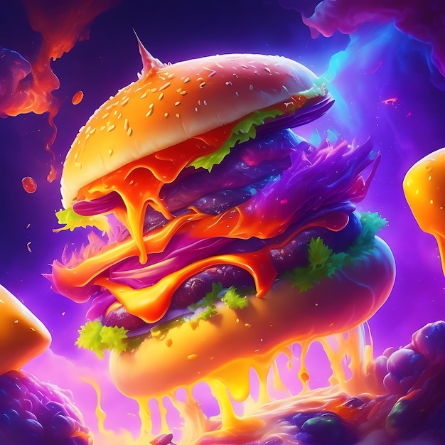 Hamburguesa deliciosa comida Astral Escape Splash