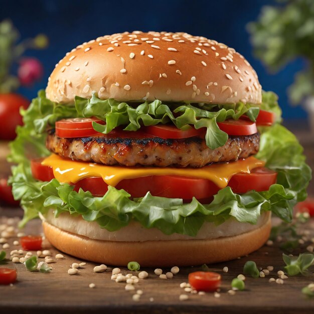 Una hamburguesa deliciosa con ingredientes frescos.