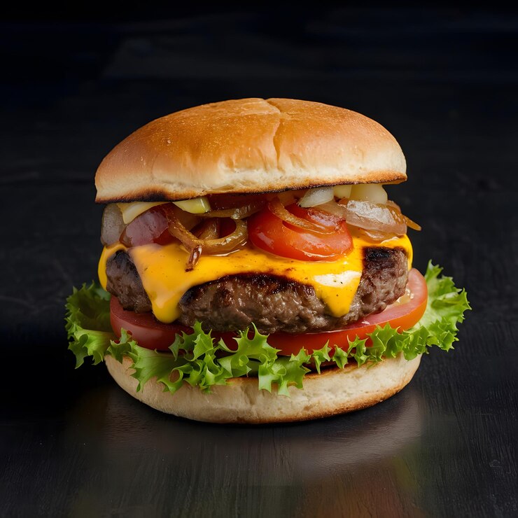 Una hamburguesa deliciosa con ingredientes frescos.