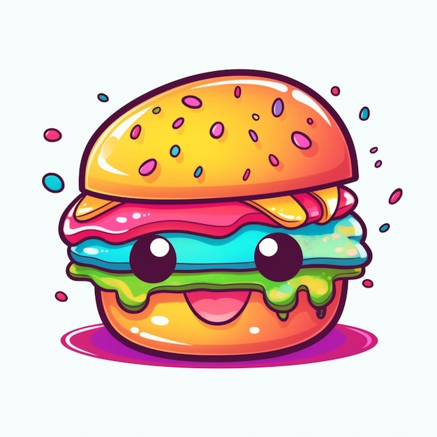 Foto una hamburguesa de dibujos animados con una cara pintada en ella