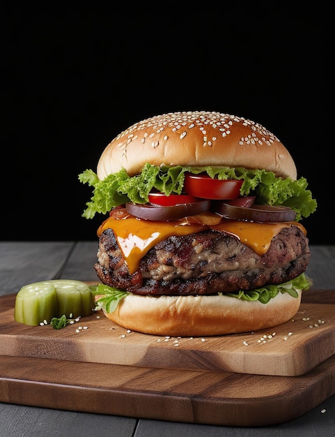 hamburguesa dos carnes tomate cebolla beicon queso pepinillos