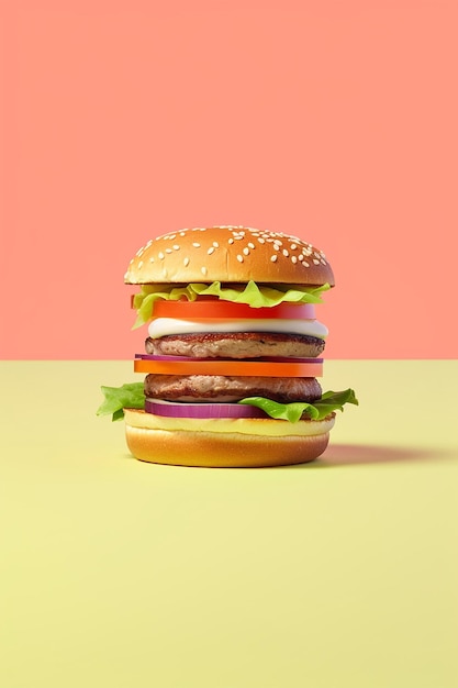 Hamburguesa Estilo Minimalista Líneas Limpias Y Simples