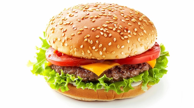 Hamburguesa fresca y sabrosa aislada en blanco