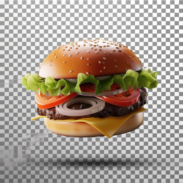 una hamburguesa con un gran bocado sacado de ella