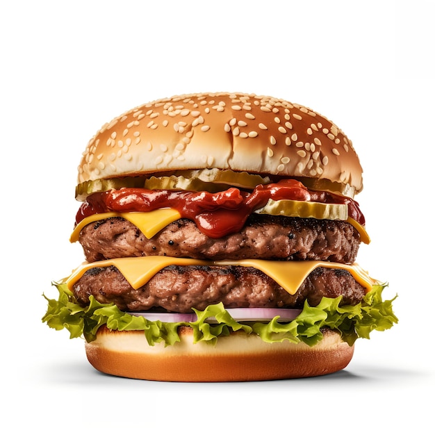Una hamburguesa con una hamburguesa que dice "hamburguesa".