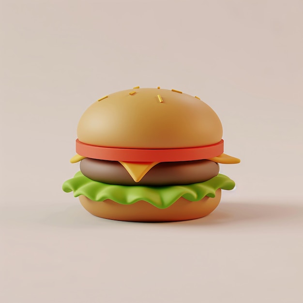 Una hamburguesa hecha por una hamburguesa está sentada en una servilleta verdeHamburger gourmet icona 3D comida saludable