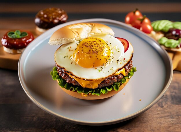 hamburguesa de huevo Estilo de restaurante generado por IA