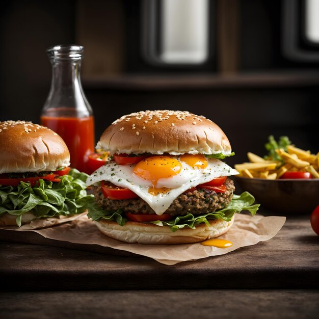 Hamburguesa De Huevo Con Pan Y Tomate