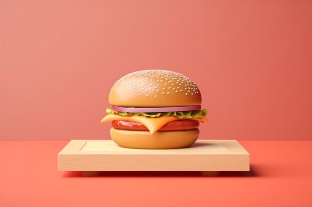 hamburguesa en una ilustración de mesa de madera