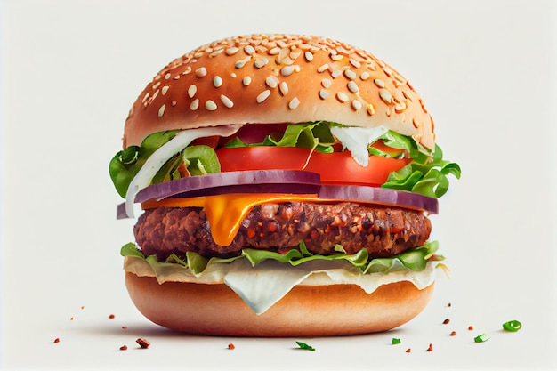 Hamburguesa con ilustraciones realistas IA generativa