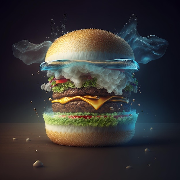 Hamburguesa imagen 3d