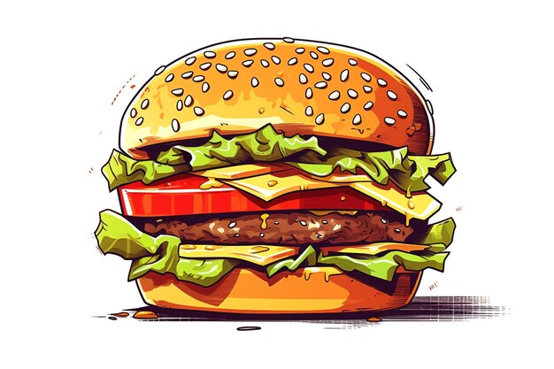 Foto una hamburguesa con lechuga y tomate