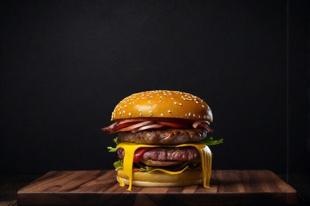 una hamburguesa con lechuga y tomate