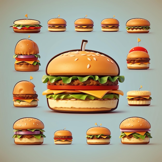 Hamburguesa linda con gorra icona vectorial de dibujos animados ilustración icona de objeto de comida concepto de vector plano aislado