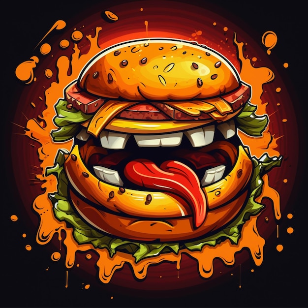 hamburguesa con logo de dibujos animados