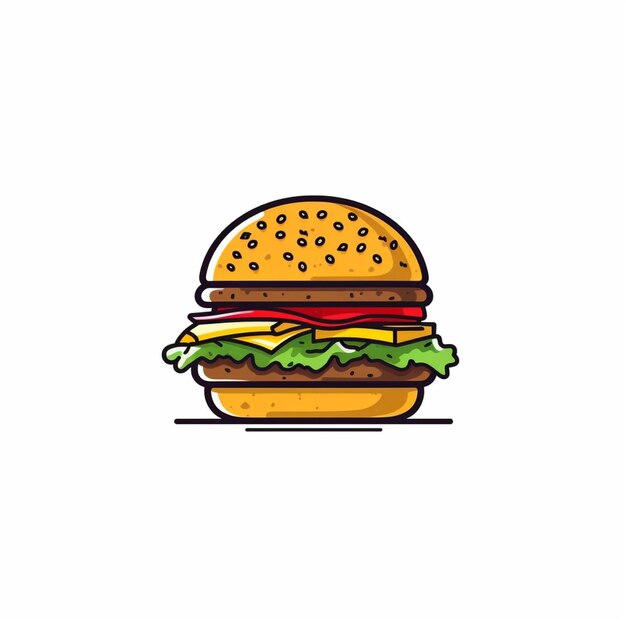 hamburguesa logo vector plano fondo blanco