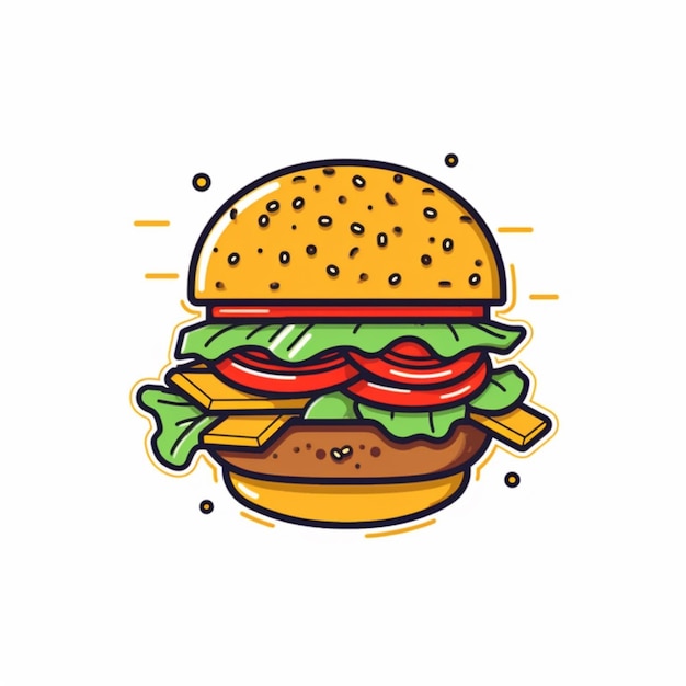 hamburguesa logo vector plano fondo blanco