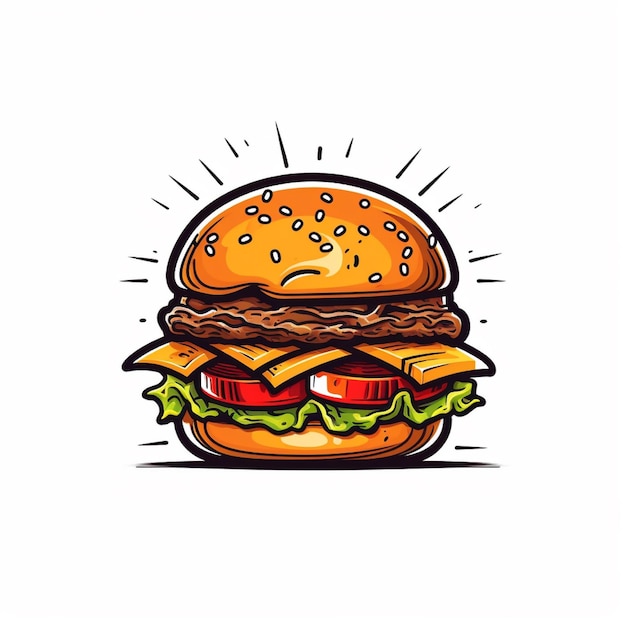 Foto hamburguesa logo vector plano fondo blanco