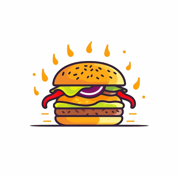 Foto hamburguesa logo vector plano fondo blanco