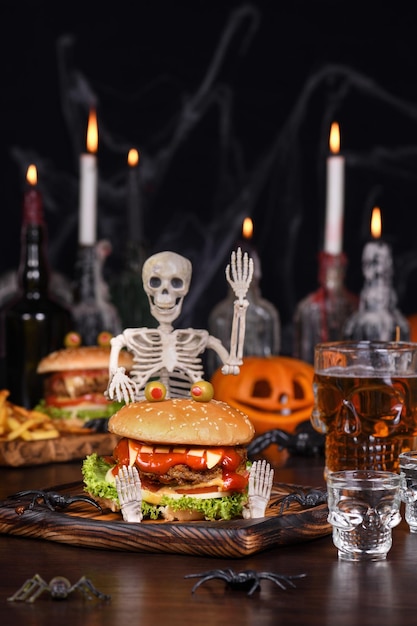 Foto la hamburguesa del monstruo de halloween