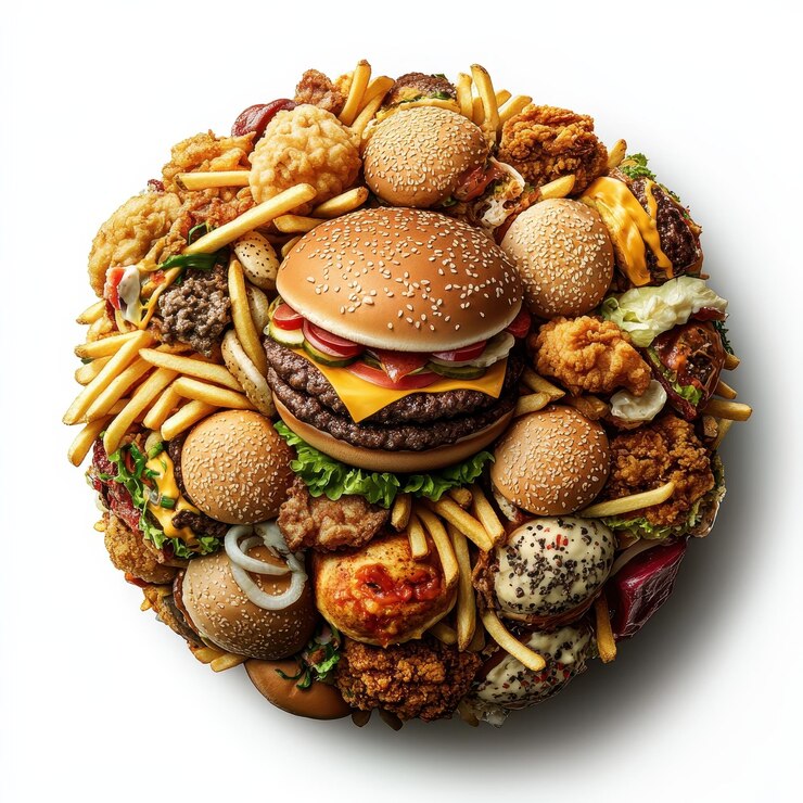una hamburguesa con muchos ingredientes diferentes